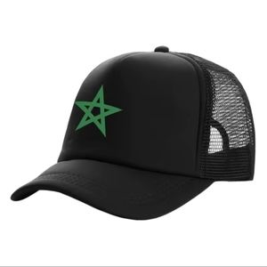 Black Trucker Moroccan Flag Cap with Green Star